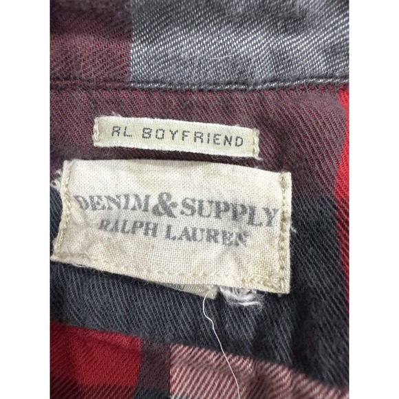 Denim Supply Ralph Lauren RL Boyfriend Plaid Flannel Shirt Red Gray  Women's S - Picture 4 of 7